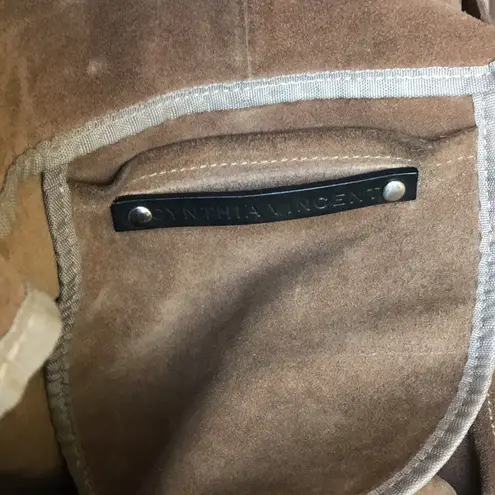 CYNTHIA VINCENT Brown Suede Hobo Bag. Grommets. Vintage ✩