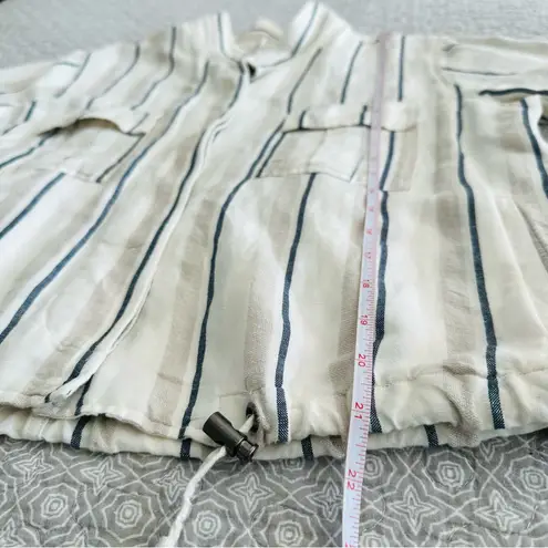 Rails Rowen Coco Stripe Lightweight Linen Blend Cinch Waist Jacket FLAW Size S