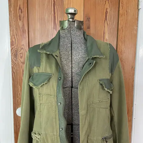 Joseph Greco JKT Jakett New York Mixed Media Leather Trim Utility Jacket Sz M Green Size M