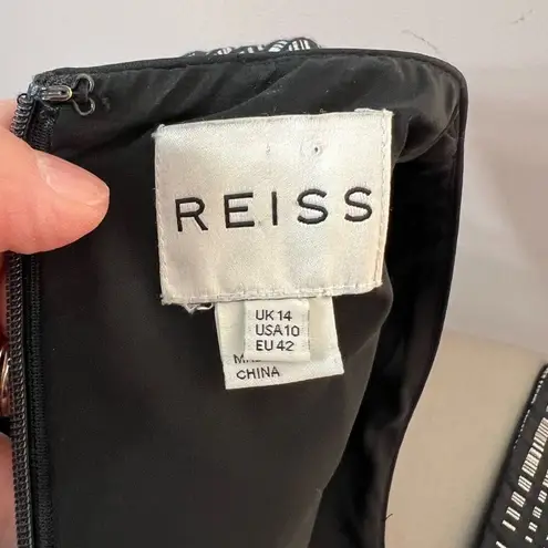 Reiss Nadine checkered black white sheath dress size 10
