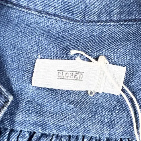 Closed NEW Finja Cotton Denim Ruffle Bottom Button Front Mini Dress Blue Small