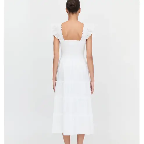 Hill House The Kimmy Nap White Maxi Dress 100% Cotton Swiss Dot Women's Small