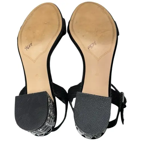 Dune London Womens Size 41 9.5 Black Snakeskin Maddie Crystal Block Heel Sandals - Image 10