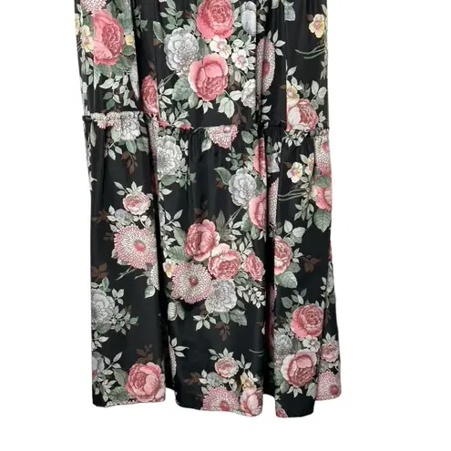 Leslie Fay Vintage 70's Personal Division of Rose Print Tired Maxi Skirt Size 18
