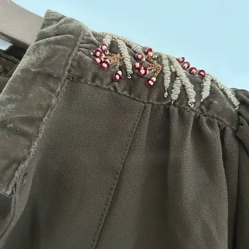 Carolina belle Beaded Blouse Brown Size S