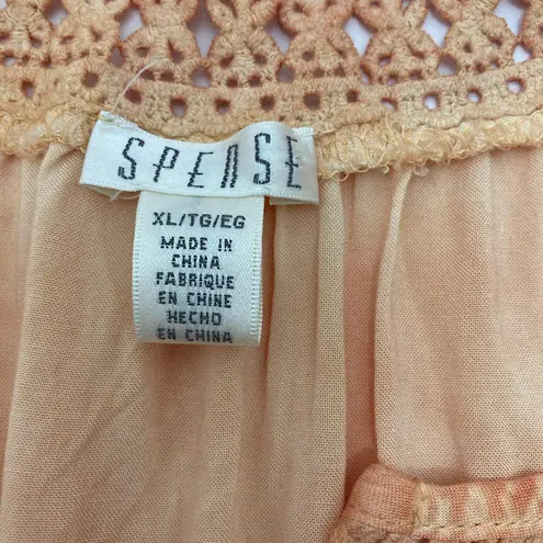 Spense Boho Blouse XL ๐งก Sweet Citrus Crochet Split Neck Ruffle Sleeve NWOT Orange