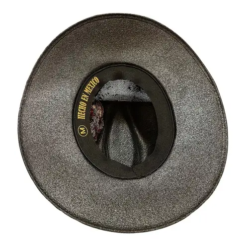 HAT MEXICAN Artisanal Hand Painted Fedora Floral Sombrero Panama Bohemian Black