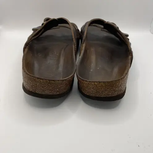 Birkenstocks Sz 38‎ US W7 Brown Leather Mayari Arizona Granada slide Sandals Y2K
