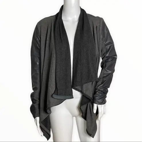 Blank NYC Jacket Womens Medium Gray Private Practice Jersey Knit & Vegan Leather