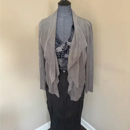 Alfani Faux Suede Waterfall Drape Blazer Like New Gray