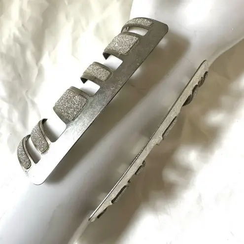 Silver tone glittery long wide arm bracelet