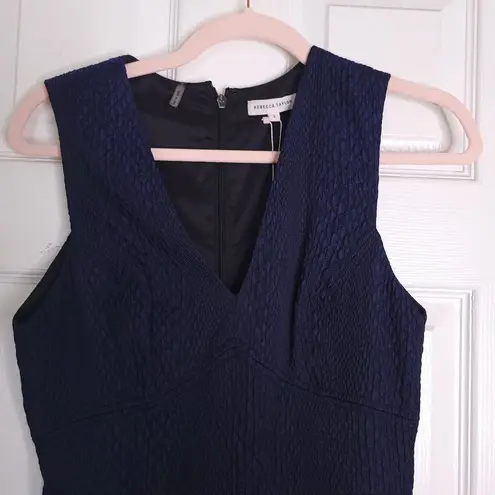 Rebecca Taylor  V-Neck Sleeveless Stretch Snake Dress Navy Black Size 2