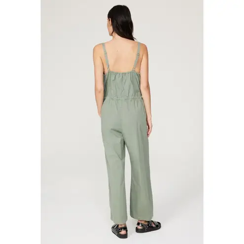 Pistola Green Cotton Blend Cinched Waist Square Neckline Adela Jumpsuit Size M