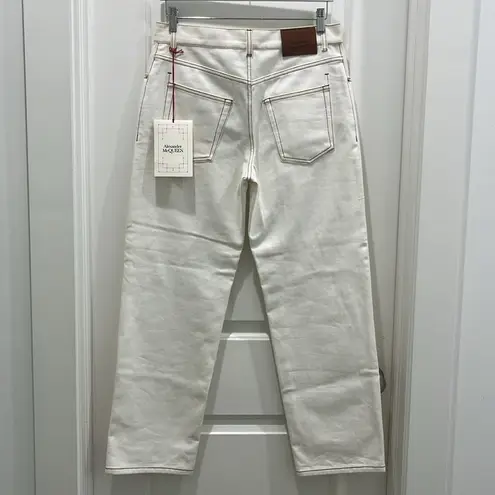 Alexander McQueen NWT White Straight Leg Denim Jeans Sz 28