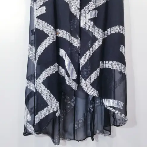 Marc Jacobs MARC by  Metallic Hi-Lo Silk Dress in Black w/ Silver-Tone Jacquard