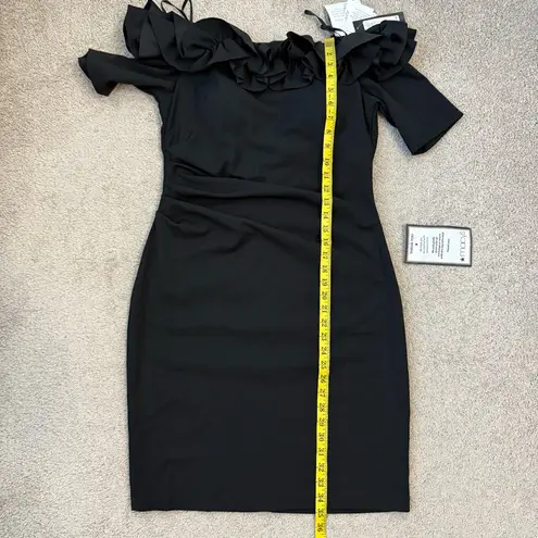 XScape  Ruffle Off The Shoulder Cocktail Dress Black 16 Petite