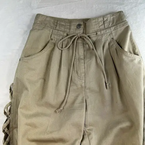 VTG 90s Together 4 Jeans Open Cross Peek A Boo Sides High Waist Jean Pleated Tan