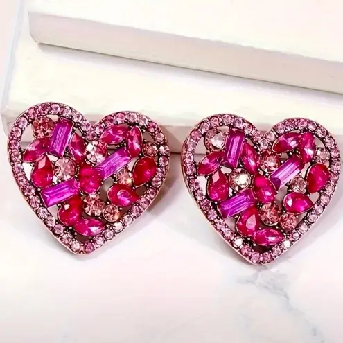 Boutique Heart-Shaped Gorgeous Pink Earrings NWT
