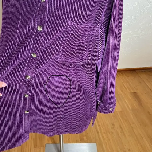 L.L.Bean  Shirt Womens XL Purple Corduroy Wide Wale Shirt Jacket Button Up