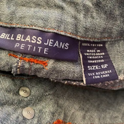 Bill Blass Vintage Y2K 2000's Denim Maxi Skirt Front Slit 6 Petite