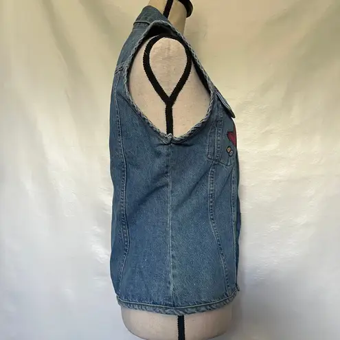 Vtg County Seat Denim Womens Vest Sz S Y2K Moon Stars Boho Western Cottagecore Blue