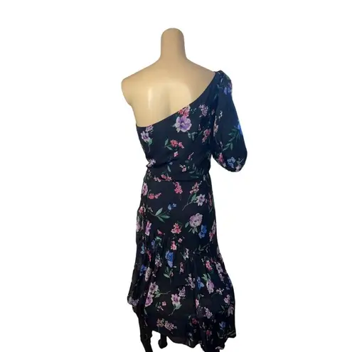 Shoshanna Midnight Gia One Shoulder Dress in Black Floral 4 Womens Cocktail