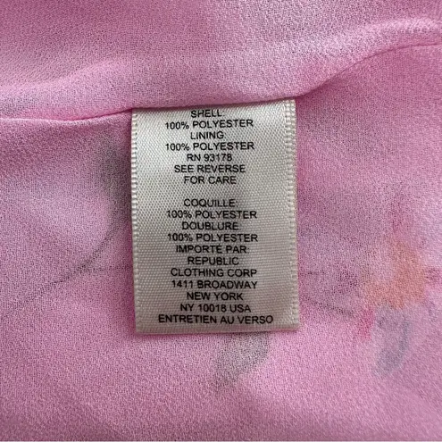 Catherine Malandrino Pink Floral Flutter Sleeve Blouse size small High Neck