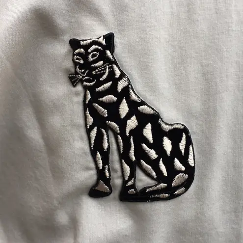 Vintage Long Sleeve Oversized Black Cat Shirt Size XS Tan