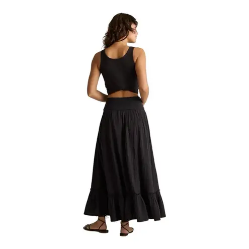 Quince  100% Organic Cotton Gauze Smocked Maxi Skirt Black XL Boho Festival