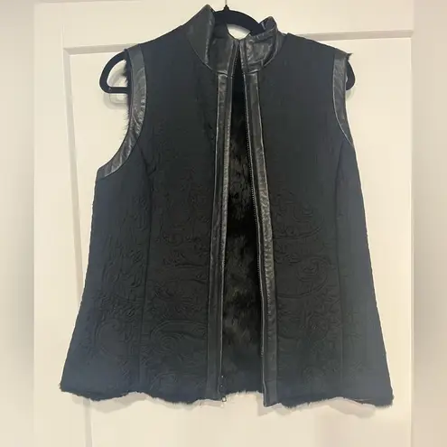 Dana Buchman Vintage fur and leather trimmed reversible vest