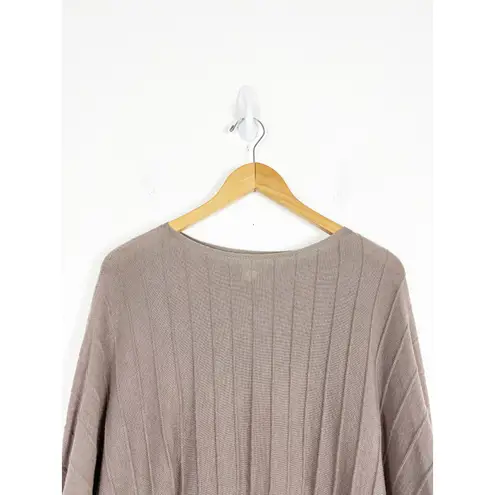 Nap Loungewear Wool Sweater One Size Knit Ribbed Dolman Sleeve Batwing Cozy Brown