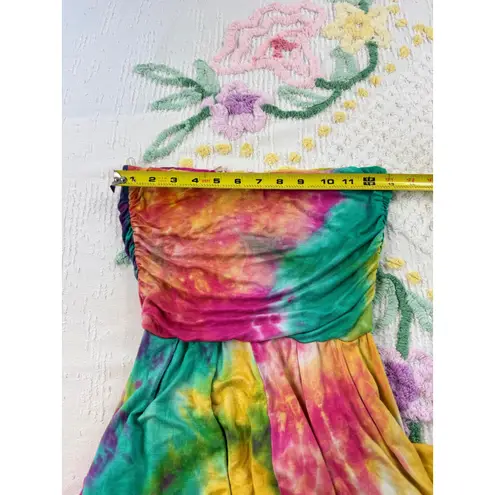 Heart & Hips Tie Dye Jumpsuit Strapless Romper with Pockets Casual Summer Festival S