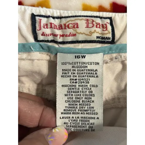 Jamaica Bay Khaki Beige Cargo Capri Roll/Tab Leg Mid Rise Size 16W Zip/Tie Tan