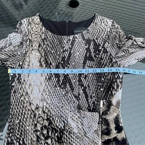 FRANK Lyman Animal reptile print dress with embellished studs Day dress Sz 8 US Gray