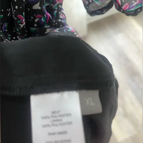 West K tiered midi dress size XL floral sheer sleeves flowy whimsical button up Pink