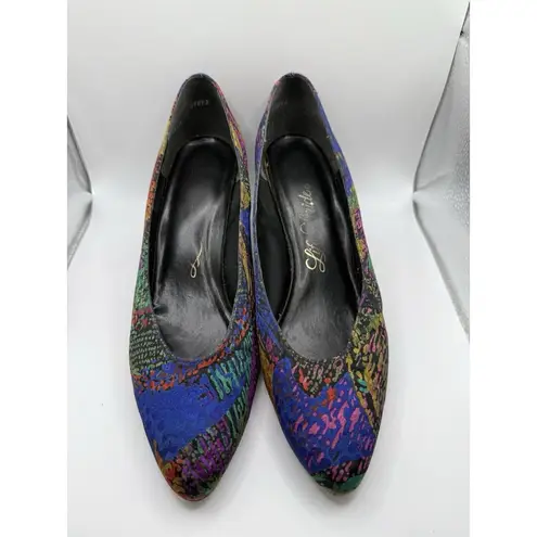 Life Stride Vintage Abstract Paint Splatter Almond Toe Pumps Women's Size 9