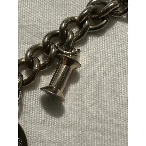 Vintage Charm Bracelet Silver Tone Novelty Charms My Diary Chair Scissors