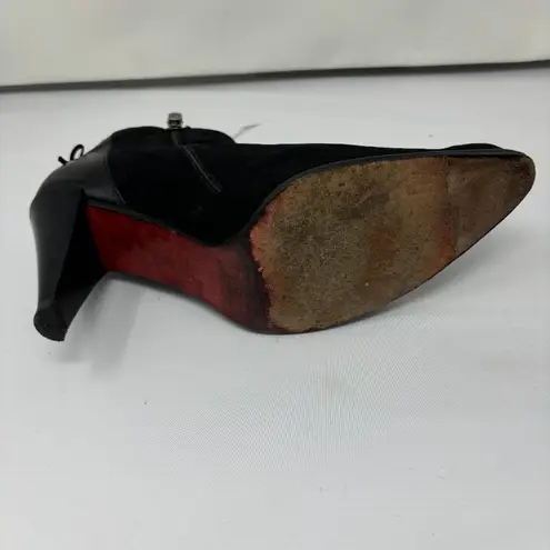 Donald Pliner Black Leather Crepe Elastic Calf Ankle Boot Shoe Lace Up Detail Size 7.5