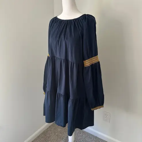 Elizabeth and James navy blue long sleeve peasant dress size L