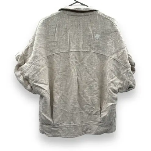 IRO RTR ‎ Ilija Wide Short Sleeve Snap Oversized Knit Metallic Jacket in Ecru 38