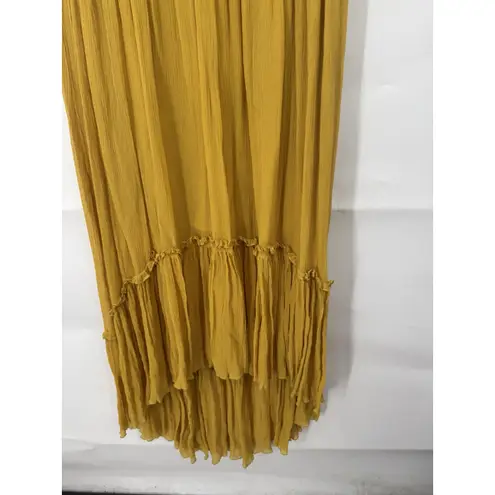 Ulla Johnson Sonja Midi Dress Women 6 Yellow 100% Silk Peasant Prairie Milk Maid