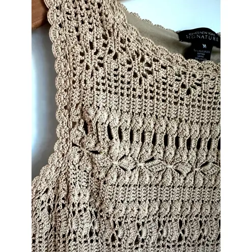 Vintage Boho Crochet Top Size M Neutral Sleeveless Cottage core Y2k Era Size M