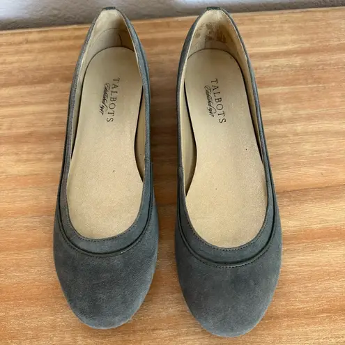 Talbots  Women’s Suede Green Gray Round Toe Ballet Slip On Shoes Size 7