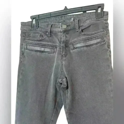 ZARA  Slim Fit Medium Rise Black Moto Jeans with Zipper Ankle‎ Size 4