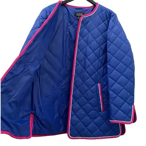 Dennis Basso DENNIS by Royal Blue Quilted Jacket with Contrast Piping Size M