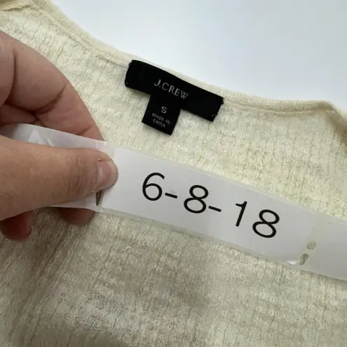 J.Crew Sweater Womens Small Cream Linen Blend Ruffle Sleeve Scoop Neck Top