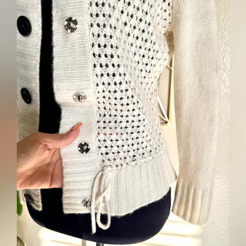 Laundry by Shelli Segal 100% cashmere  Cream Button-Up Cardigan