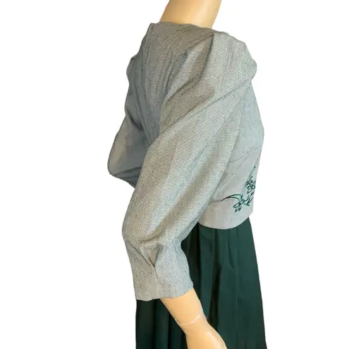 MISS DORBY VINTAGE 1990'S GREEN & WHITE ONE PIECE DRESS WITH TIE BACK BELT (6P)