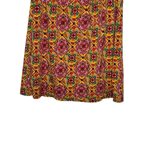 Judith March Women's Dress Flounce Strapless Floral Diamond Brown Yellow‎ Small Yellow