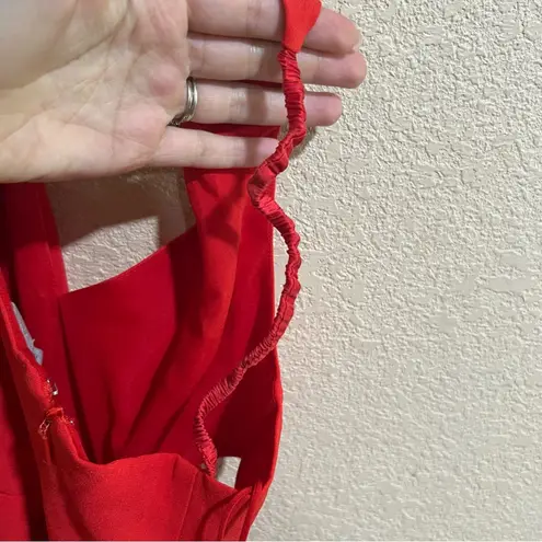 Jason Wu GREY tomato red Cutout crepe de chine midi dress